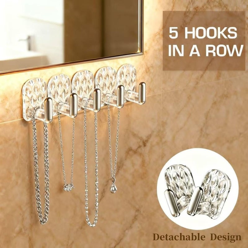 Milky White 15Pcs Self Adhesive Jewelry Hooks Wall Mounted Organizer - Image 4