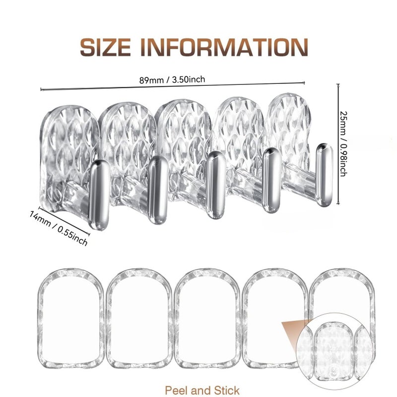 Milky White 15Pcs Self Adhesive Jewelry Hooks Wall Mounted Organizer - Image 5