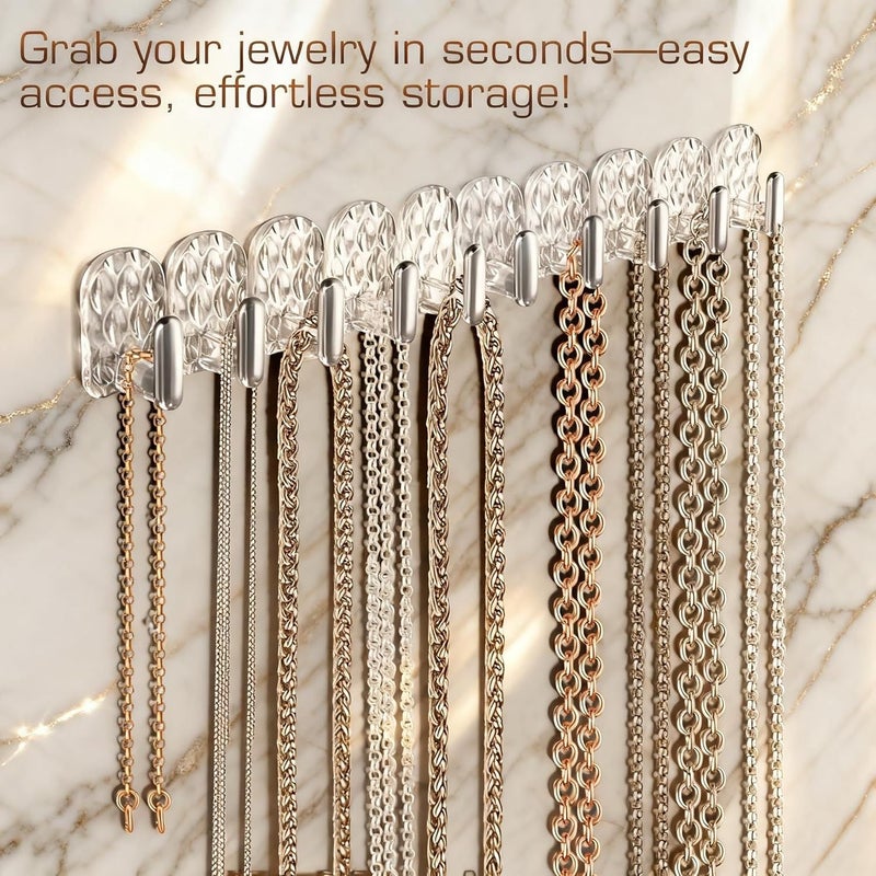 Milky White 15Pcs Self Adhesive Jewelry Hooks Wall Mounted Organizer - Image 3