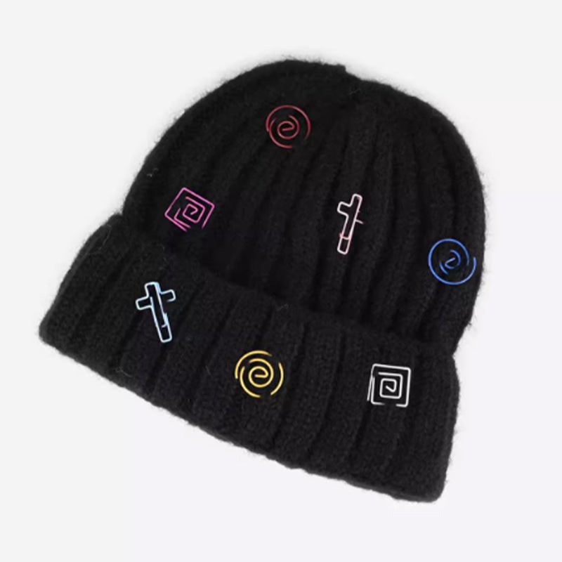 Geometric Knit Hat Winter Warm Decorative Hat Acrylic