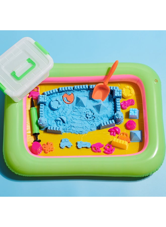 Children's Space Toys Colored Sand Boys And Girls Hot Diy Multi-functional Package Children's Sculpture Sand Children 3-6 Years Old-Color:Green A Package: 6 City Walls, 10 Floret, 1 Pump, 1 Shovel, - Image 5