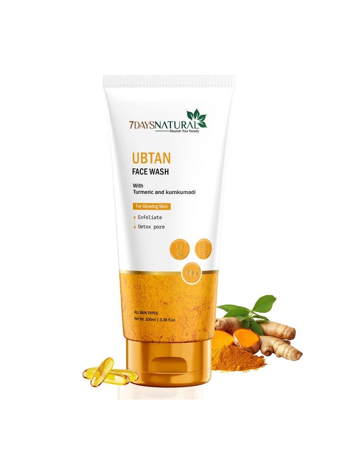 7 Days Ubtan Natural Face Wash for All Skin Type with Turmeric & Saffron for Tan removal & Skin brightning - SLS & Paraben Free(100 Ml) - Image 1