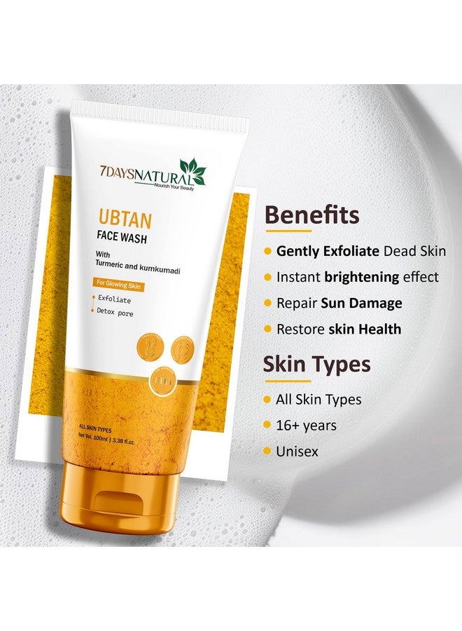7 Days Ubtan Natural Face Wash for All Skin Type with Turmeric & Saffron for Tan removal & Skin brightning - SLS & Paraben Free(100 Ml) - Image 3