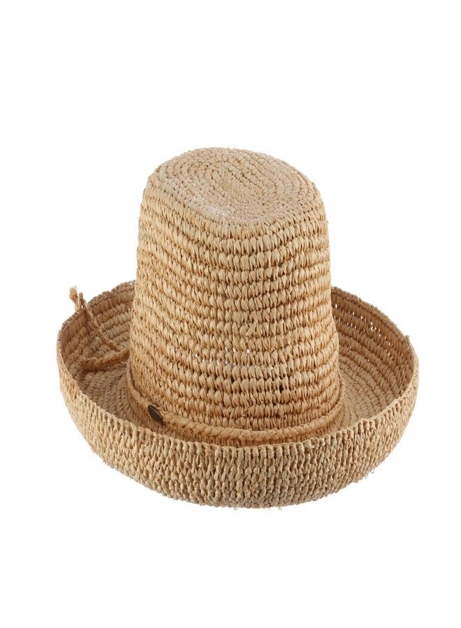 Scala Women's Crocheted Raffia Hat with Drawstring, Natural, One Size - Image 5