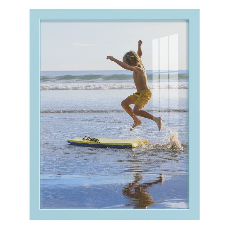 Renditions Gallery 11x14 inch Picture Frame Highend Modern Style Made of Solid Wood and High Definition Glass Ready for Wall and Tabletop Photo Display Blue Frame