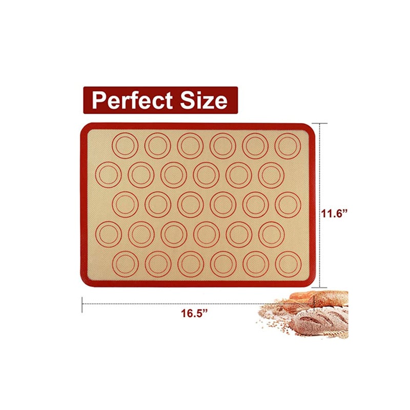 Silicone Baking Mats 2 Pack Non Stick and Reusable Oven Silicon Baking Sheet Mat Heat Resistant Cooking Bakeware Mat for Making Macarons Pastry Pizza Bread Red - Image 2