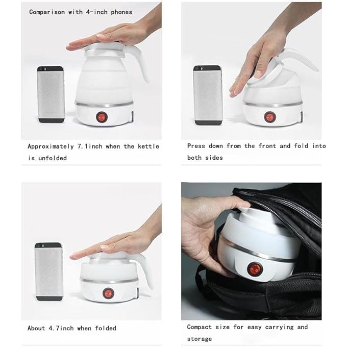 Silk Route Travel Foldable Silicon Water Heater Jug Collapsible Mini Portable Electric Kettle Blue - Image 5