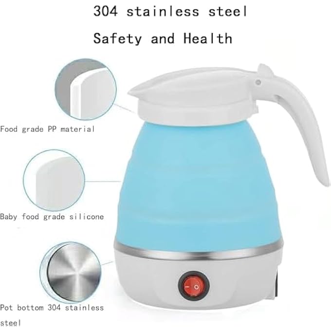 Silk Route Travel Foldable Silicon Water Heater Jug Collapsible Mini Portable Electric Kettle Blue - Image 3