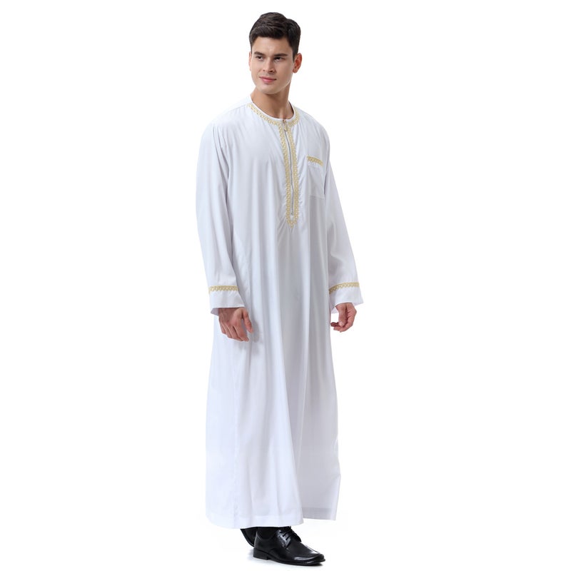 Men's Printed Zip Round Neck Long Shirt - Image 1