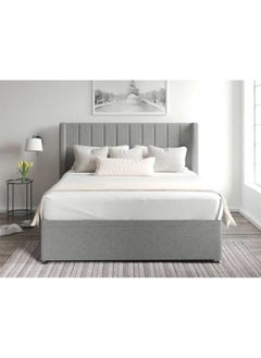Homzmart Swedish Wood and Linen Queen Bed 200x150x145 cm - Grey  - Image 1