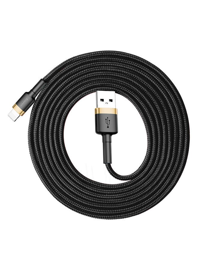 NIBEMINENT USB to Lightning Charging Cable Cafule Nylon Braided High-Density Quick Charge Compatible for iPhone 13 12 11 Pro Max Mini XS X 8 7 6 5 SE iPad (3 Meter) Gold/Black - Image 1