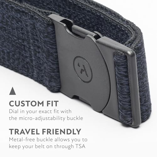 Arcade The Original Unisex Adventure Belt, Heavy Duty Elastic Webbing, Non-Metal Travel Friendly Buckle, Foundation Heather Navy - Image 3