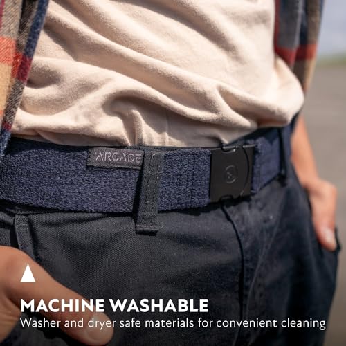 Arcade The Original Unisex Adventure Belt, Heavy Duty Elastic Webbing, Non-Metal Travel Friendly Buckle, Foundation Heather Navy - Image 4