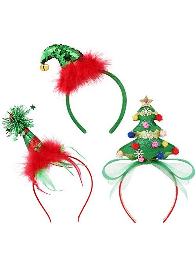 Frcolor Christmas Headwear Headbands Bulk Elf Party Hats Christmas Tree Headband For Kids Adults3Pcs - Image 3
