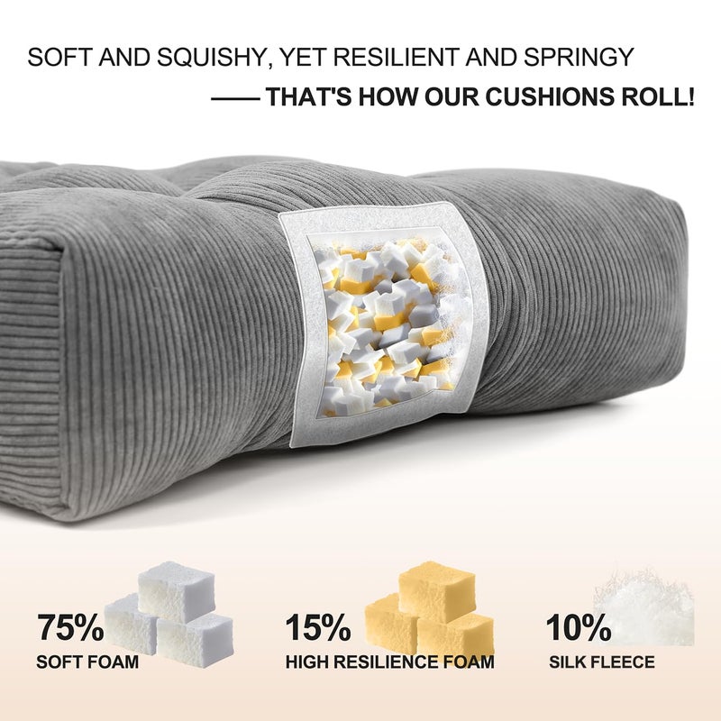 Lokex Rocking Chair Cushion Only,Tufted Non-Slip Comfortable Rocking Chair Cushions Indoor with Ties,Striped Rocking Chair Pads (Gray-S2064-19, 21x17/17x17) - Image 5