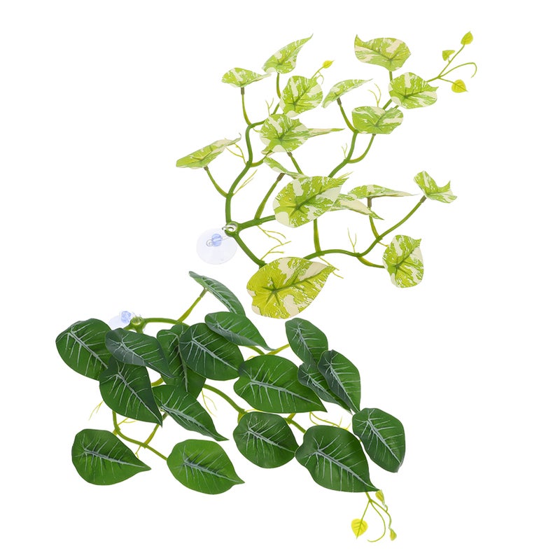 🌱 ديكور حوض زواحف نباتات صناعية واقعية لتحسين موئل السحالي - Image 1