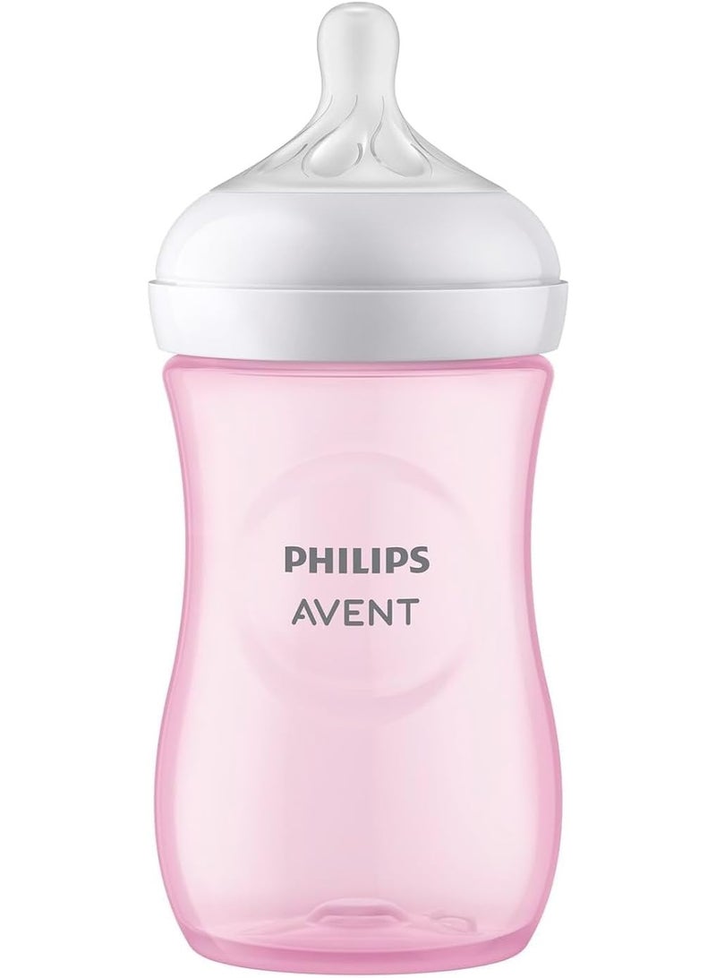 Avent Natural Baby Bottle – 260ml BPA-Free Infant Milk Bottle with 1-Month+ Teat (Pink) - Image 3