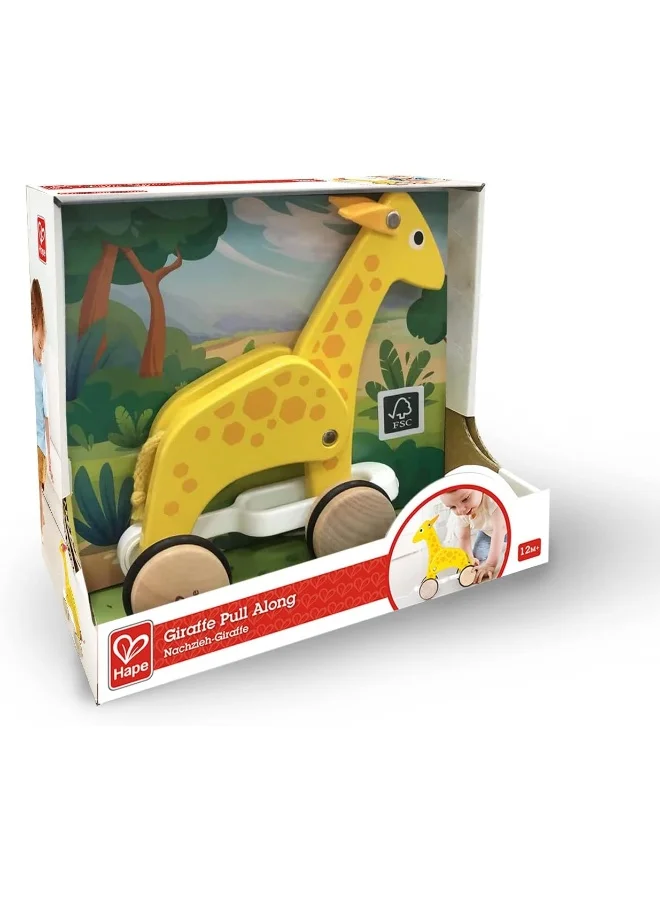Hape Giraffe Pull-Along Wooden Toy For Toddlers | Moving Head & Feet With Smooth Wheels | Encourages Walking, Fine Motor Skills & Active Play | Colorful Design, Durable, Ages 12+ Months