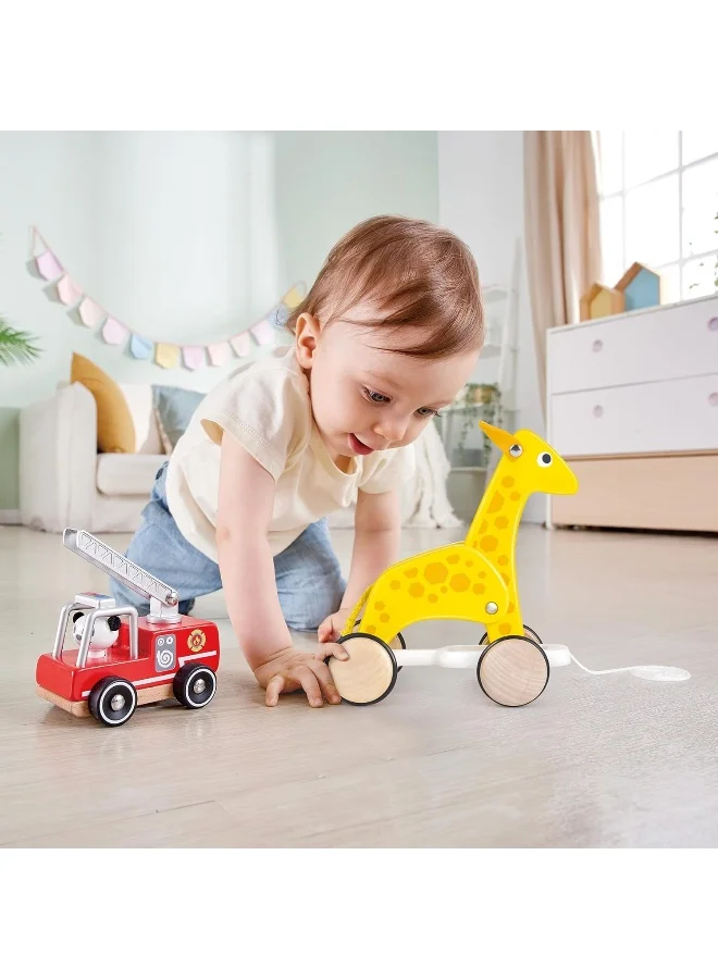 Hape Giraffe Pull-Along Wooden Toy For Toddlers | Moving Head & Feet With Smooth Wheels | Encourages Walking, Fine Motor Skills & Active Play | Colorful Design, Durable, Ages 12+ Months