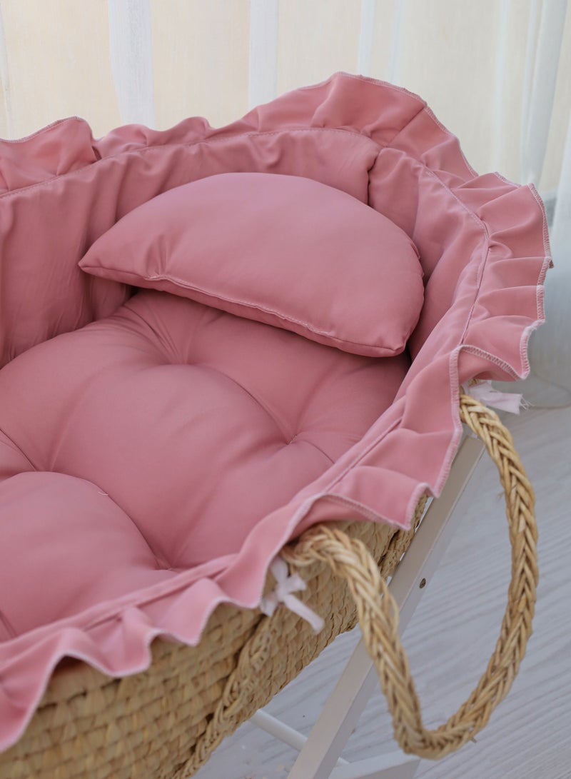 Baby Moses Basket Cradle With Rocking Stand, Pink  - Image 3
