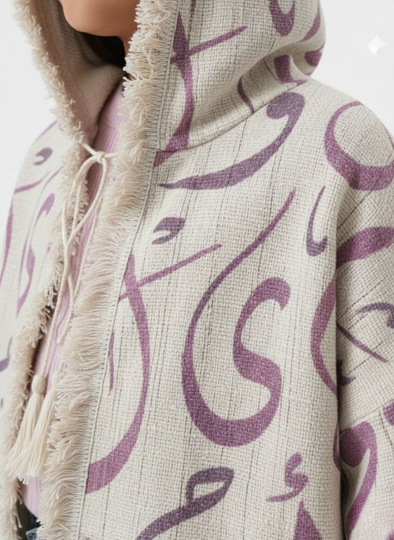 Cloud Fashion قفطان رمضان بناتي بنفسجي مع هود – قفطان أطفال شرقي أنيق لرمضان والعيد - Image 4