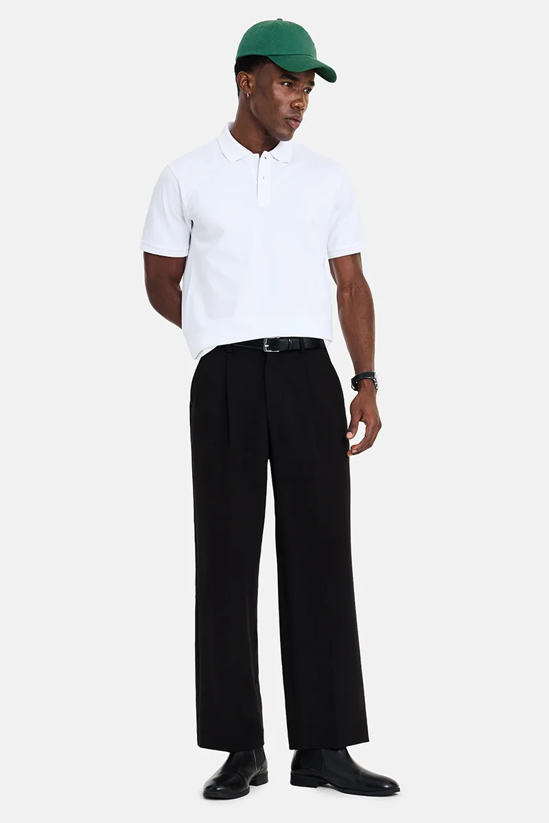 SNITCH White White Solid Half Sleeve Regular Fit Casual T-Shirt for Men | Best Price UAE