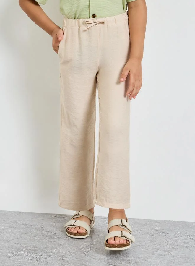 ستايلي Boys Plain Linen Look Pants with Drawstring Waist