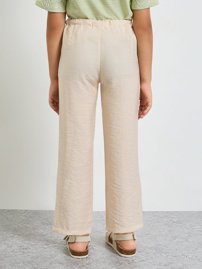 Styli Boys Plain Linen Look Pants with Drawstring Waist - Image 4