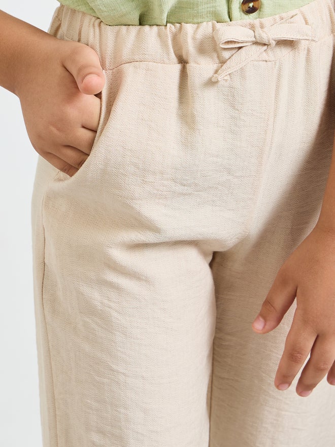 Styli Boys Plain Linen Look Pants with Drawstring Waist - Image 3