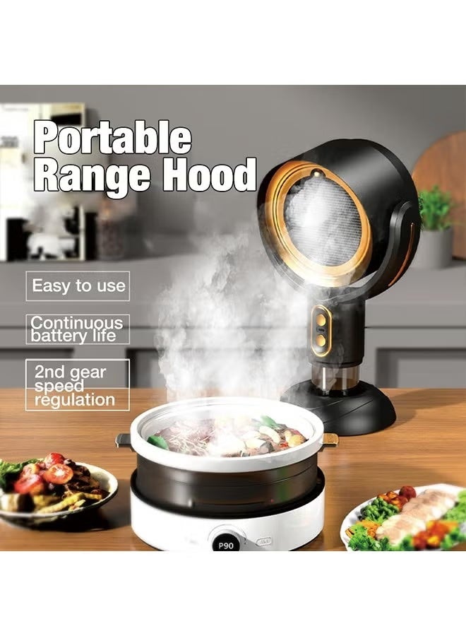 شفاط محمول، مروحة شفط سطح المكتب USB، 2 سرعة هواء قابلة للتعديل، مروحة شفط محمولة للمطبخ، كوب تجميع زيت قابل للفصل، للمنزل، المطبخ، القدر الساخن، RV، أسود - Image 2