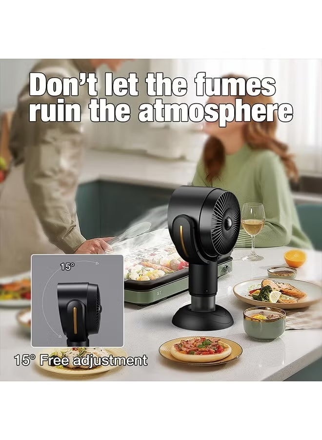 شفاط محمول، مروحة شفط سطح المكتب USB، 2 سرعة هواء قابلة للتعديل، مروحة شفط محمولة للمطبخ، كوب تجميع زيت قابل للفصل، للمنزل، المطبخ، القدر الساخن، RV، أسود - Image 3
