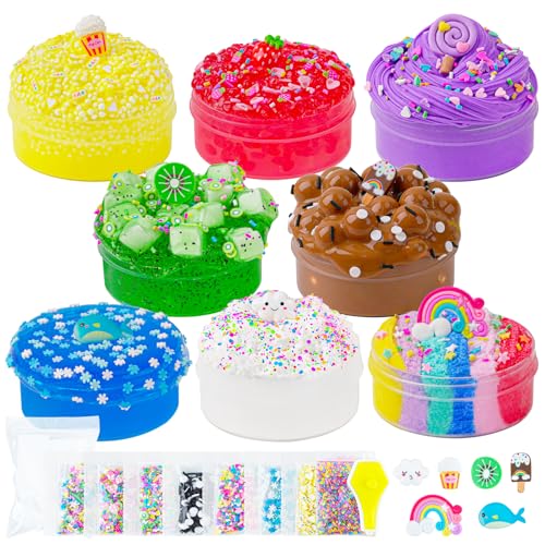 Okaybee Slime Variety Pack Different Textures 8 x 100ml Slimes Kit Includes Rainbow Cloud Butter Clear Glow in The Dark Slime Slimes Party Favors for Kids Birthday Easter Halloween Boys Girls Gift - Image 1