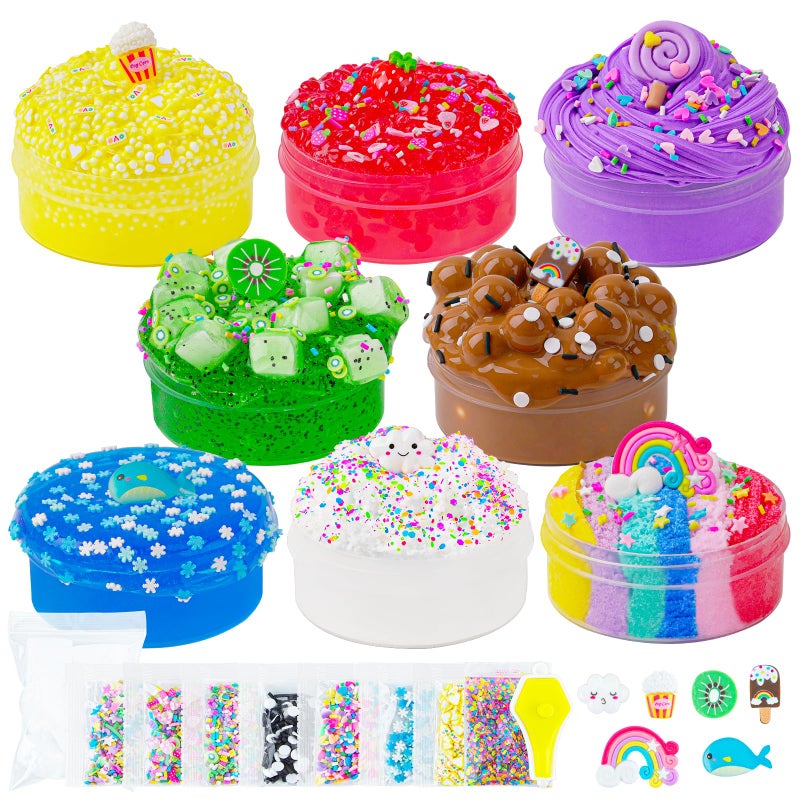 Okaybee Slime Variety Pack Different Textures 8 x 100ml Slimes Kit Includes Rainbow Cloud Butter Clear Glow in The Dark Slime Slimes Party Favors for Kids Birthday Easter Halloween Boys Girls Gift - Image 3