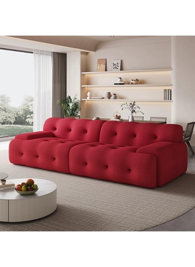 Comfynest Comfynest Cotton Blend Extra Long Modern Sofa With Recessed Arm In Solid Color 258 X 100 X 72 Cm Red 