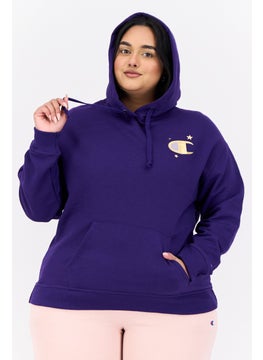 Champion Women Plus Size Long Sleeves Outdoor Hooded Sweatshirt, Purple  - Image 1