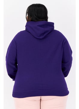 Champion Women Plus Size Long Sleeves Outdoor Hooded Sweatshirt, Purple  - Image 2