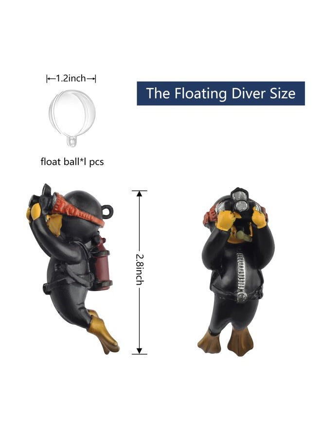 onesimcr Floating Fish Tank Decorations, Aquarium Decorations, Lovely Diver Fish Tank Decorations, Floating Device Fish Tank Accessories，Suitable for All Kinds of Fish Tanks(Black)… - Image 3