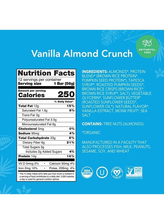 ALOHA Organic Plant Based Protein Bars, Vanilla Almond Crunch, 1.98-Ounce Bars, (Pack of 12)  - Image 2