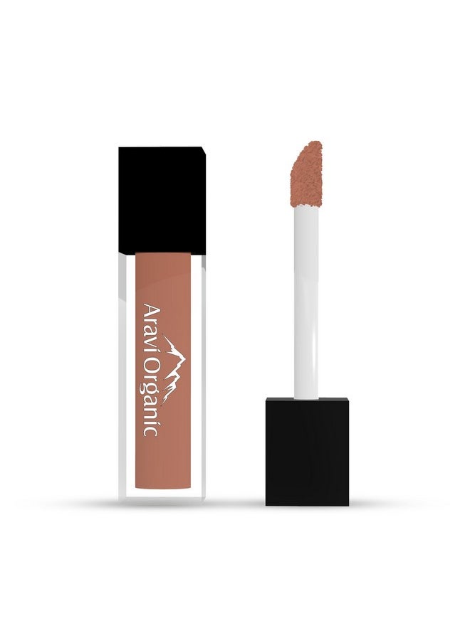 Aravi Organic Dark Coffee Soft Matte Long Stay Lipstick - Matte Liquid Lipstick With Almond Oil & Vitamin E - Waterproof & Ultra Smooth - 1.5 Ml  - Image 1