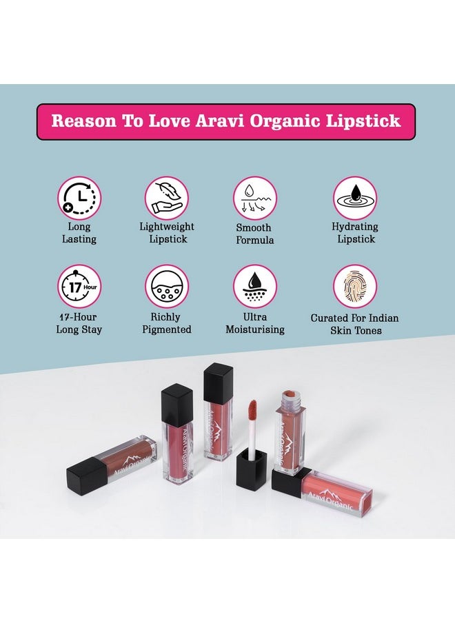 Aravi Organic Dark Coffee Soft Matte Long Stay Lipstick - Matte Liquid Lipstick With Almond Oil & Vitamin E - Waterproof & Ultra Smooth - 1.5 Ml  - Image 4