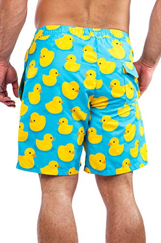 Tipsy Elves Yellow Rubber Ducky Classic Fit 7 Inch Inseam Swim Trunks for Men Size Large - Image 3