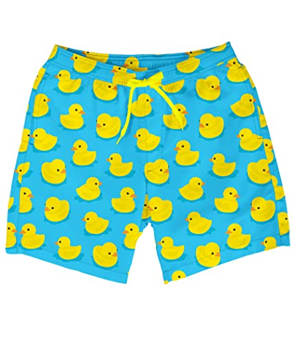 Tipsy Elves Yellow Rubber Ducky Classic Fit 7 Inch Inseam Swim Trunks for Men Size Large - Image 1