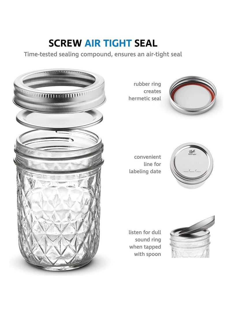 SYOSI Ma son Jars with Lids and Bands, Ball Regular Mouth Ma son Jars, Quilted Crystal Jars Ideal for Jams, Jellies, Conserves, Preserves, Fruit Syrups, Chutneys, and Pizza Sauce - Image 5