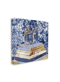 Stupell Industries Fashion Book Pile Glam Designer Accessories Blue Gold Designed By Ziwei Li Wall Art 30 X 30 Canvas  - Image 1