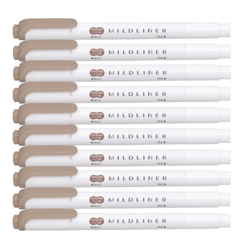 MILDLINER ZEBRA MILDLINER Highlighter pen markers, Mild Brown (WKT7-ME) x10 - Image 1