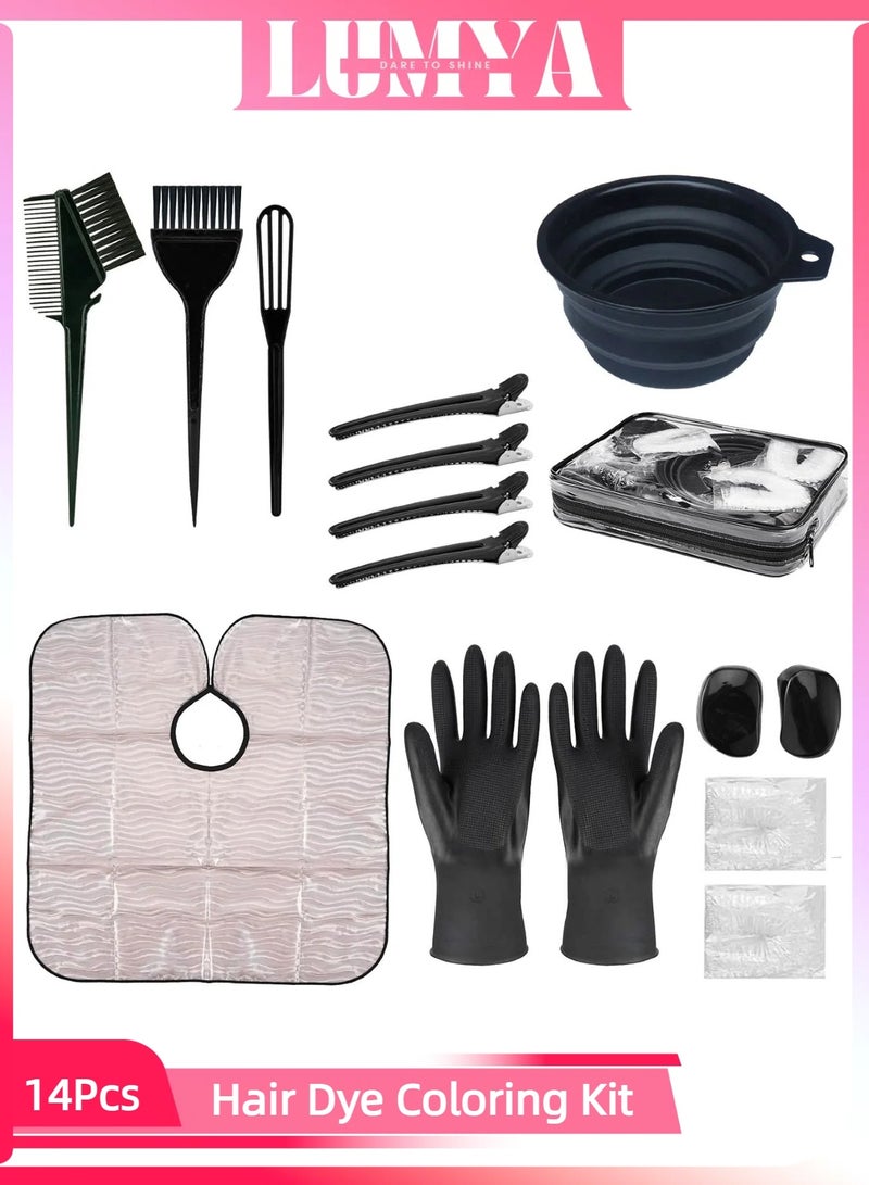 LUMYA 14PCS Professional Hair Bleaching Kit, Hair Dye Brush, Dye Bowl, Hair Clips, Applicator, for Highlights & Hair Coloring, Salon & Home Use Hair Dyeing Kit (Black)  - Image 1