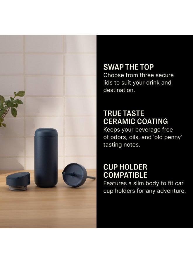FELLOW Fellow 16 oz Carter Bundle (3 in 1) Travel Mug with Slide-Lock, Move & Cold Lids with Straw - To-Go Coffee Tumbler, Ceramic Interior & Vacuum-Insulated Stainless Steel - Coffee Cups-Stone Blue  - Image 2