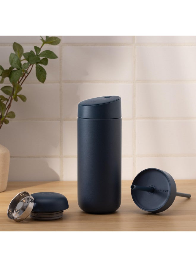 FELLOW Fellow 16 oz Carter Bundle (3 in 1) Travel Mug with Slide-Lock, Move & Cold Lids with Straw - To-Go Coffee Tumbler, Ceramic Interior & Vacuum-Insulated Stainless Steel - Coffee Cups-Stone Blue  - Image 5