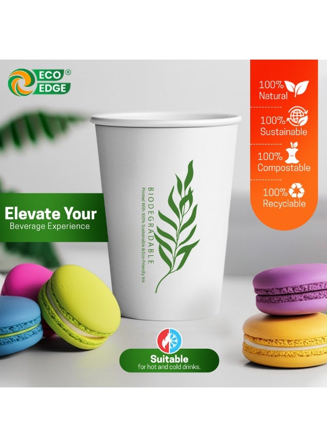 EcoEdge 8 Oz Disposable Heavy-Duty Party Paper Cups (Pack of 25) | Printed White, Ideal for Expresso Coffee and Water | Eco-Friendly, Leakproof, BPA and Plastic Free | All Occasions | 100% Compostable - Image 5