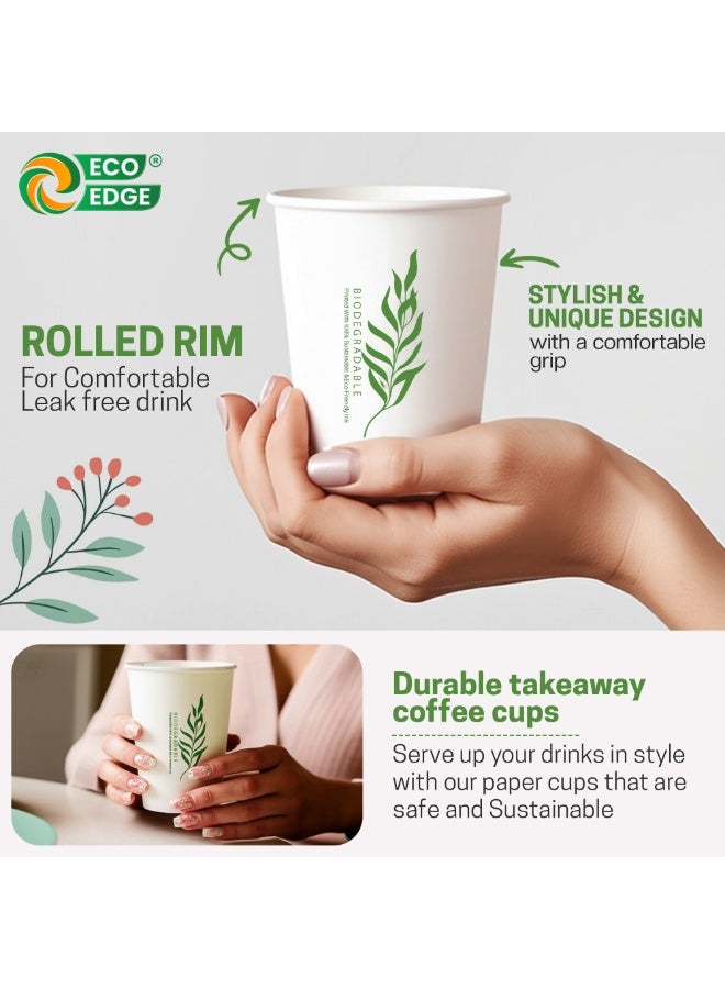 EcoEdge 8 Oz Disposable Heavy-Duty Party Paper Cups (Pack of 25) | Printed White, Ideal for Expresso Coffee and Water | Eco-Friendly, Leakproof, BPA and Plastic Free | All Occasions | 100% Compostable - Image 3